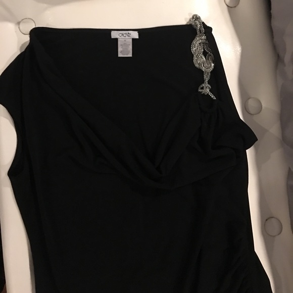 Cache black draped top with silver hardware - Picture 2 of 3