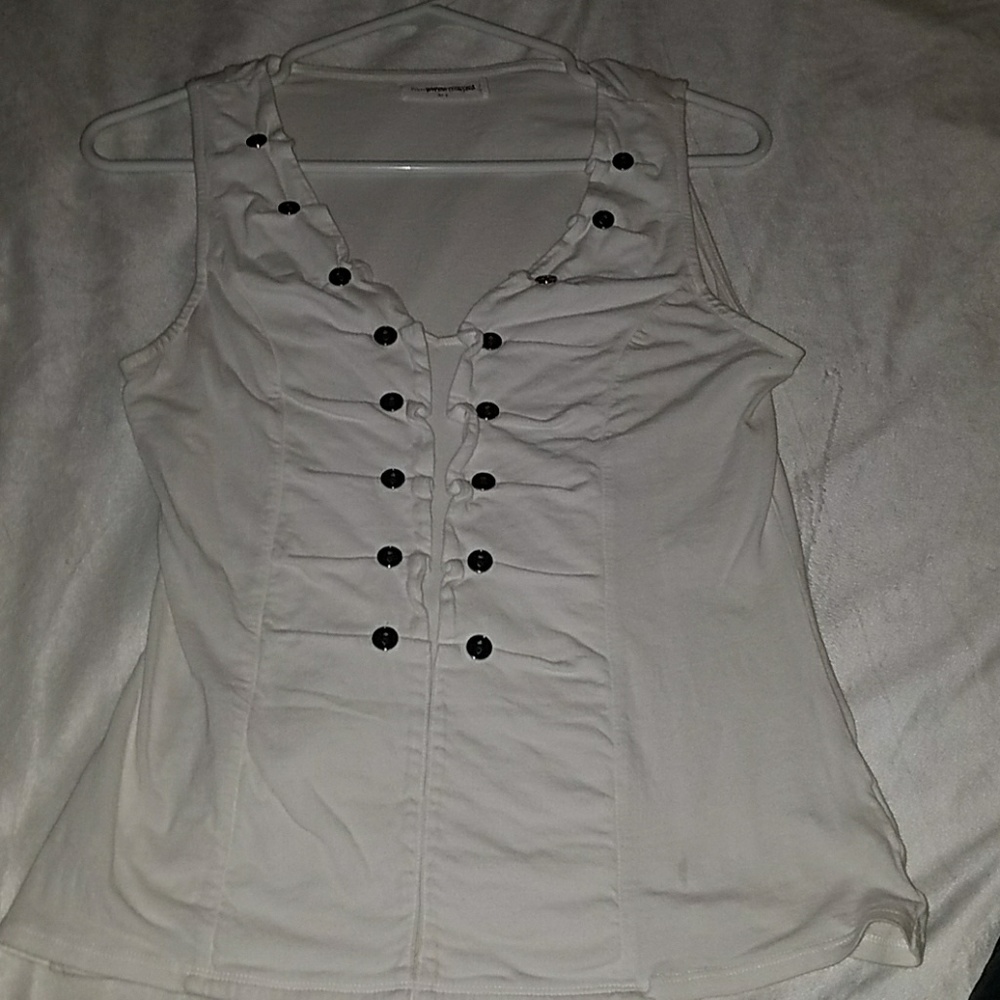 Anthropologie "Pilcro" button up, ruffled tank