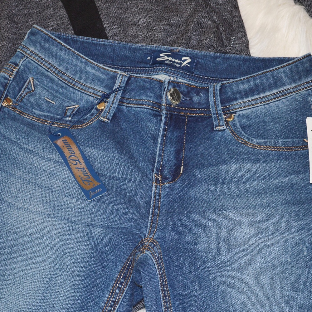 SEVEN7 Double Roll Sprint Blue Denim Bermuda Shorts NWT - Picture 3 of 8