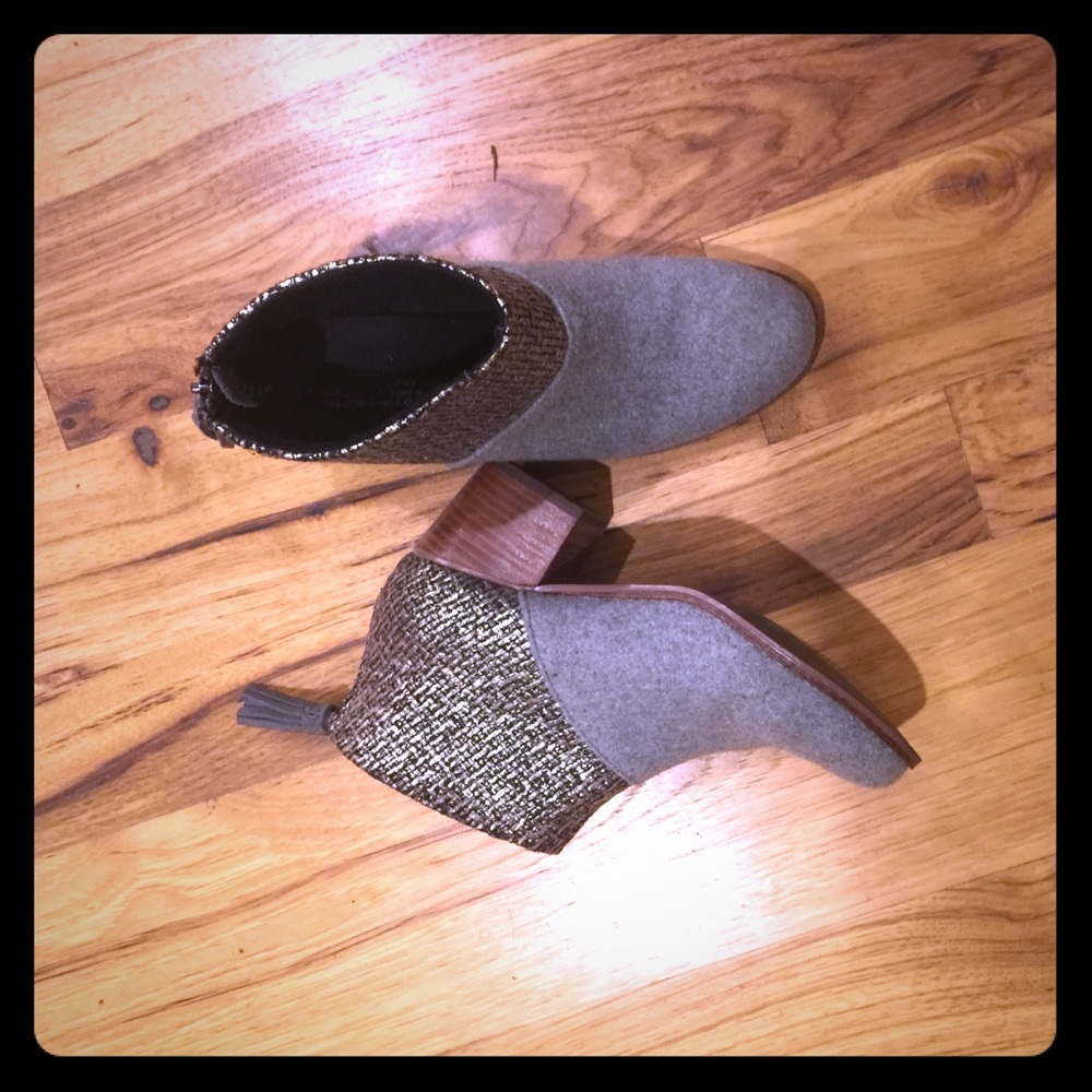 Toms Leila metallic woven ankle booties