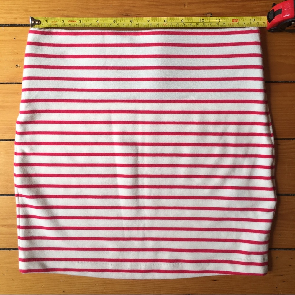 Ivory and Red Striped Bodycon Skirt