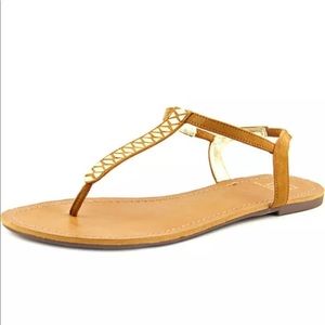 Material Girl Sage Open Toe Brown Thong Sandal