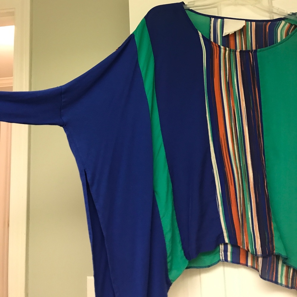 multicolored wide neck top
