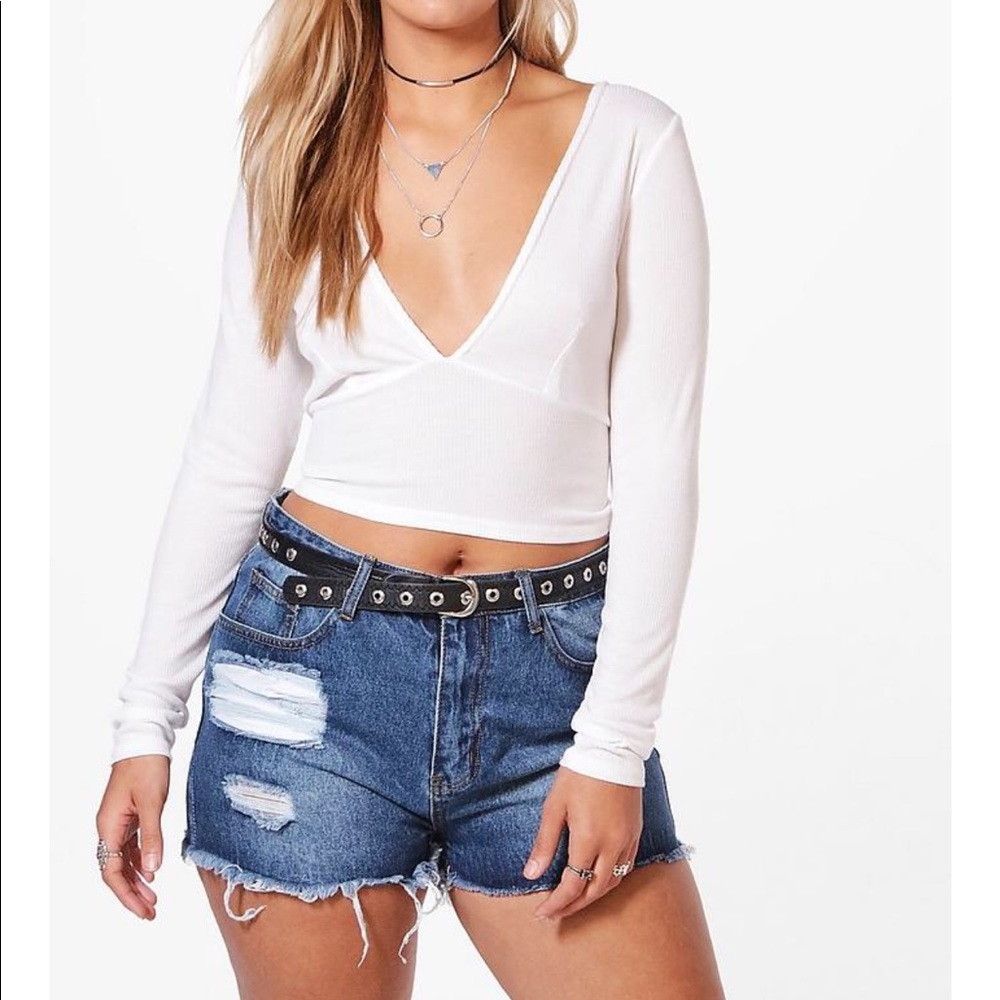 PLUS ribbed plunge top