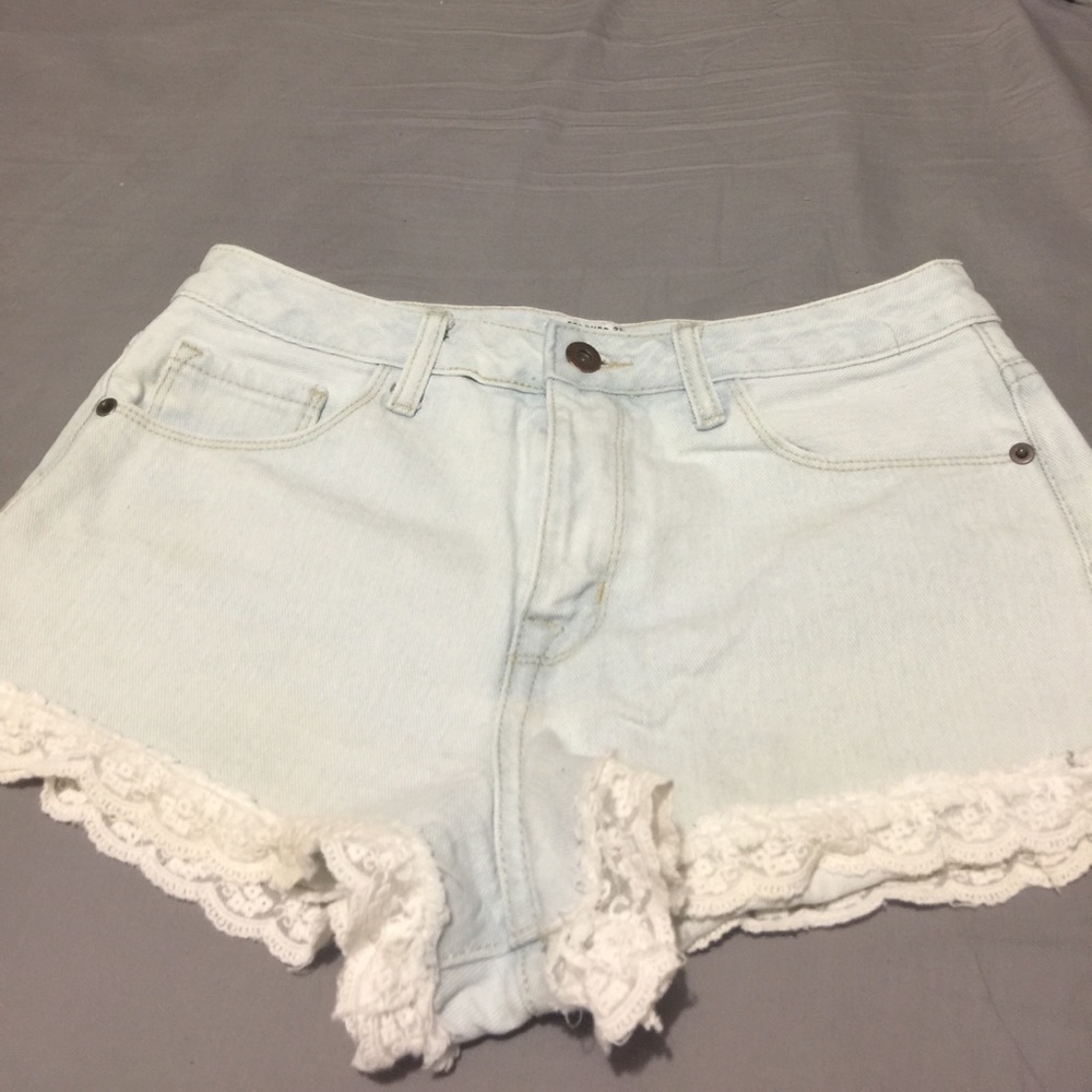 Laced Denim Shorts
