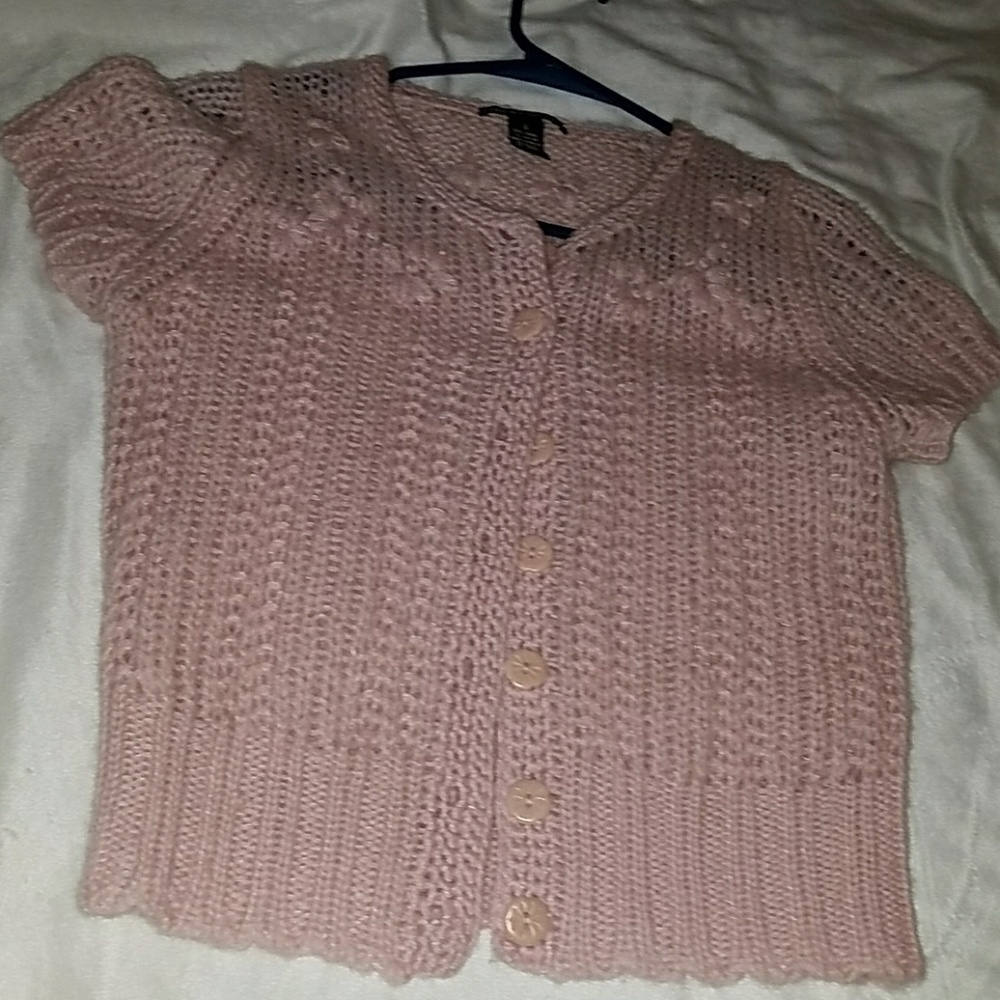 Lucky crochet button up, short sleeved cardigan