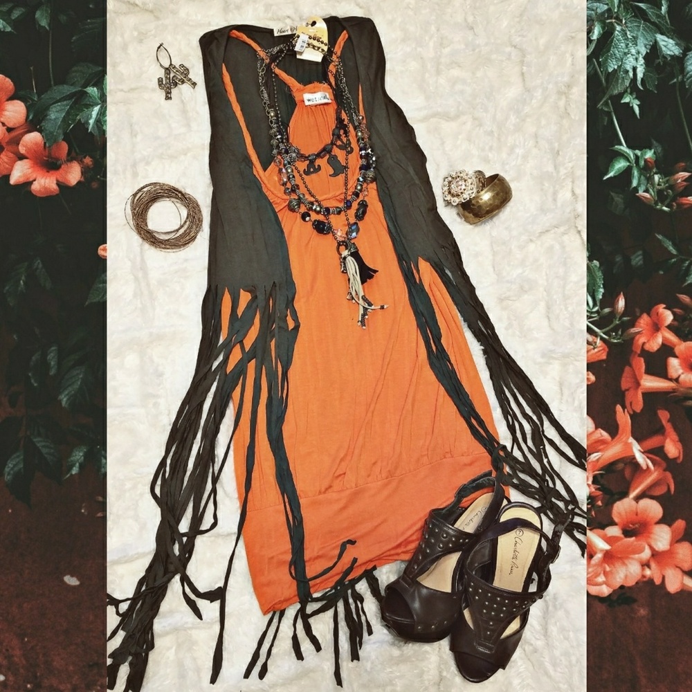 Orange racer back bubble dress