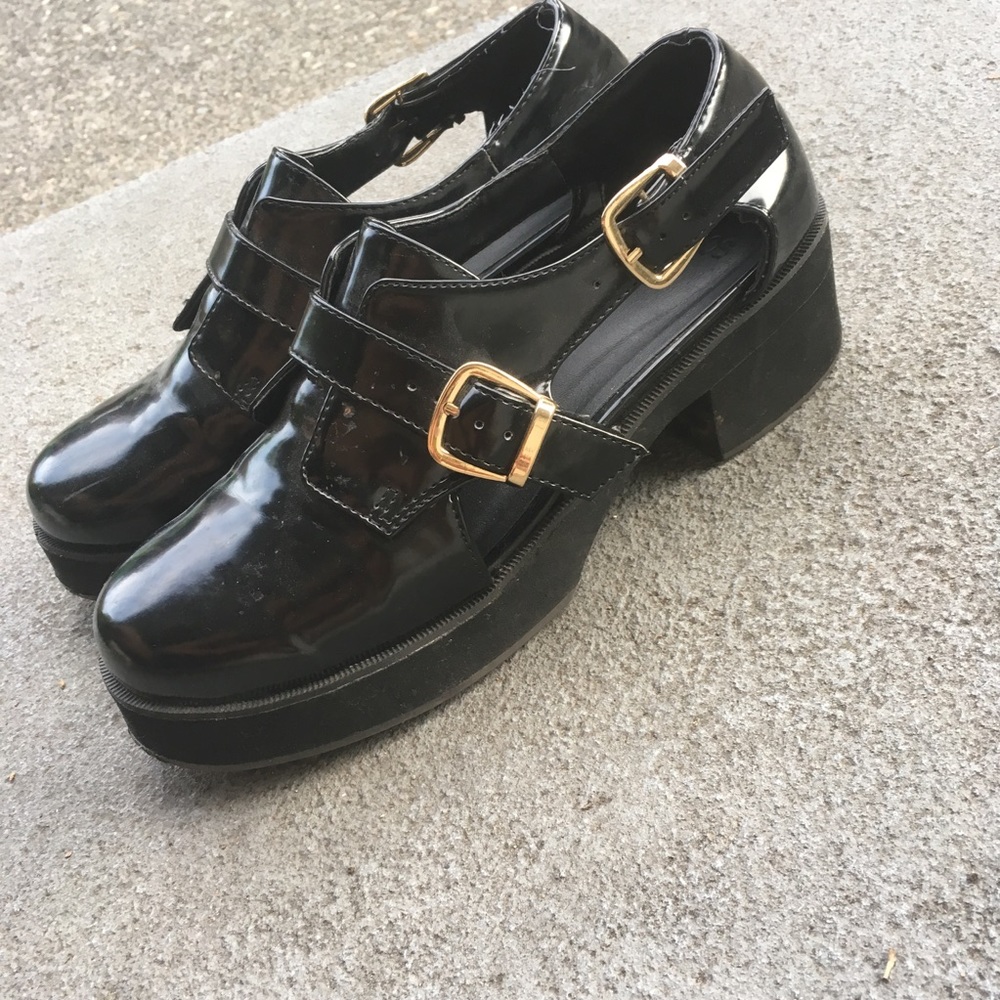 platform patent leather oxfords