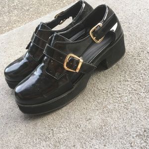 platform patent leather oxfords