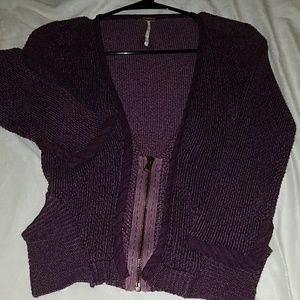 Free People purple knit zip up cardigan Rare