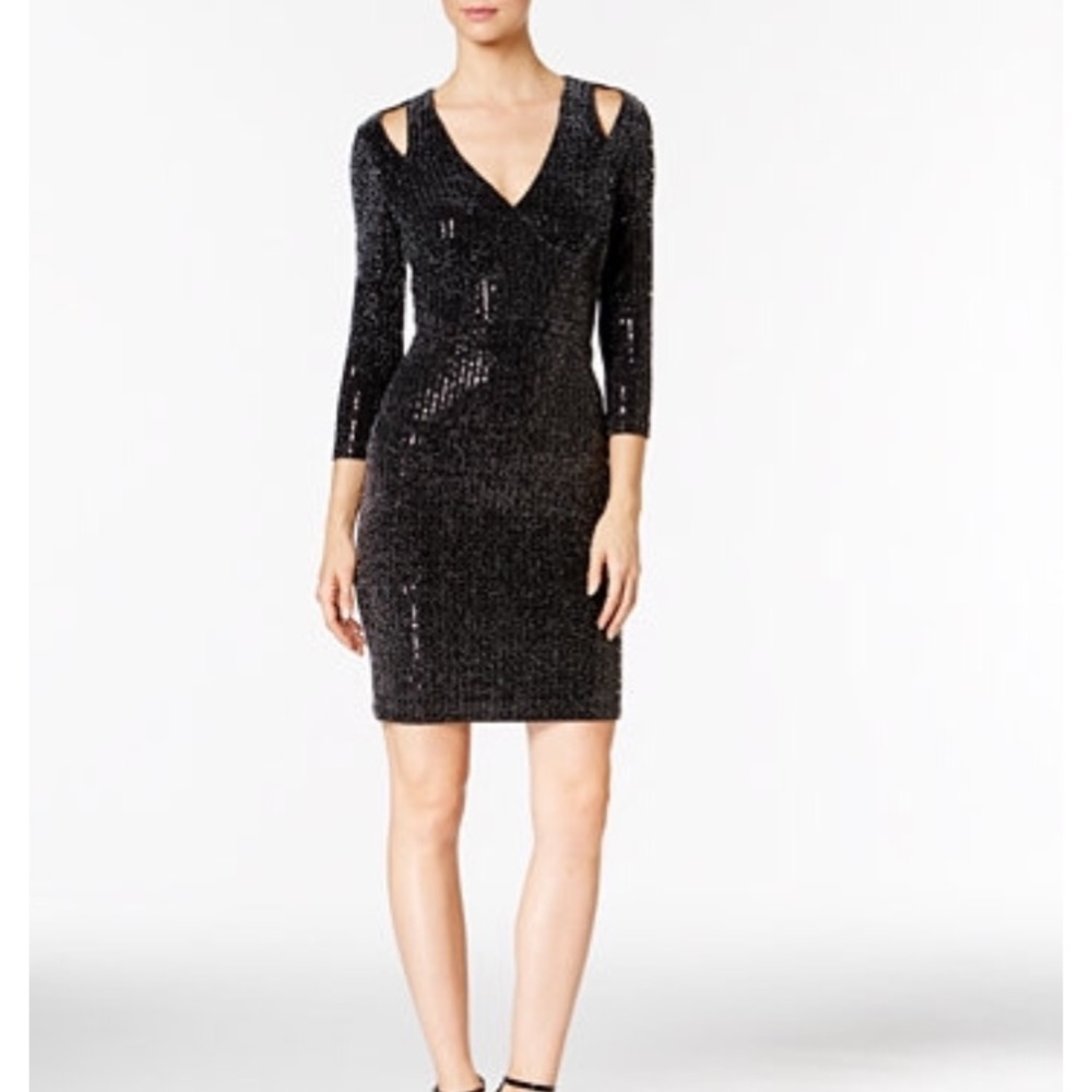 NWT Calvin Klein Cold Shoulder Metallic Dress