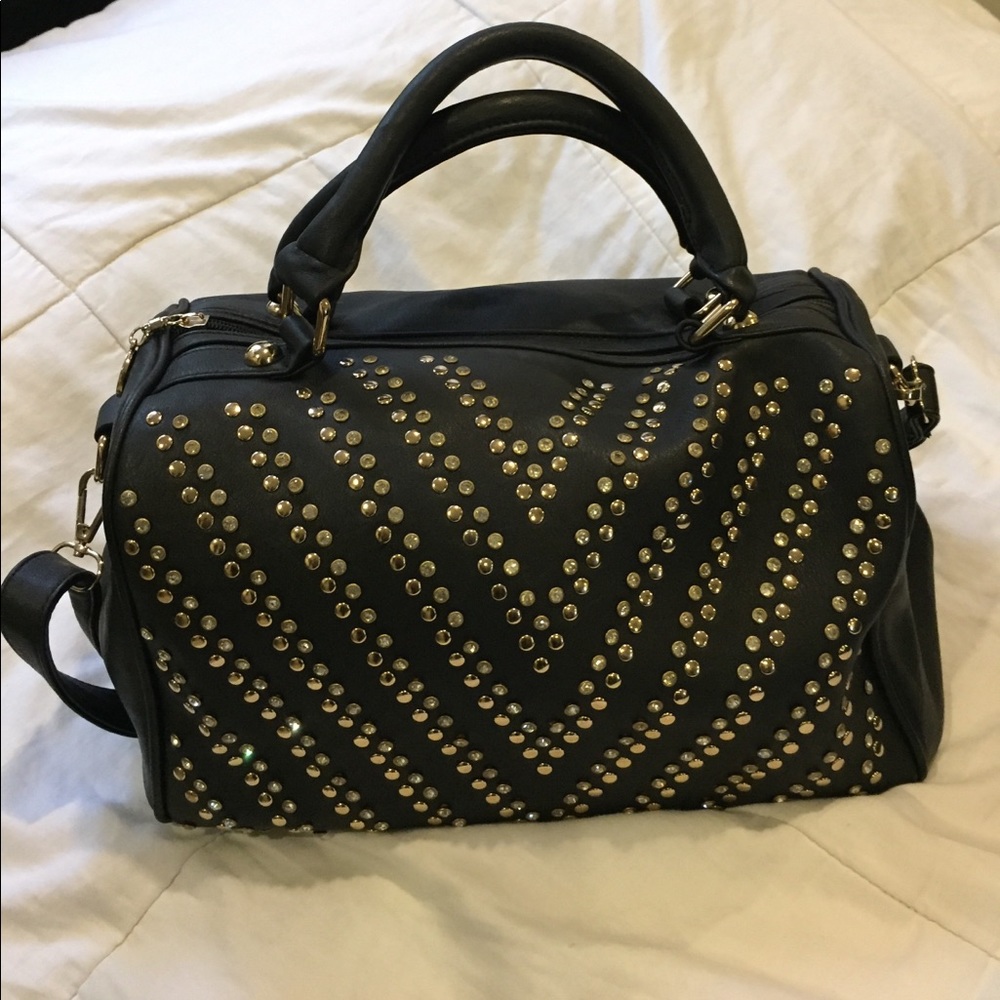 Black studded handbag