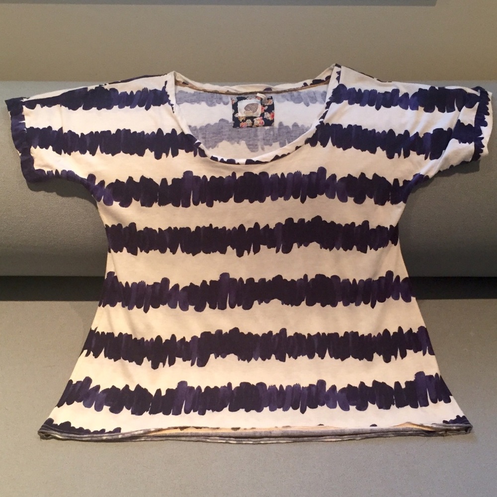 🚫SOLD 🎉HP🎉 ANTHROPOLOGIE Wavy Striped Top M - Picture 7 of 8