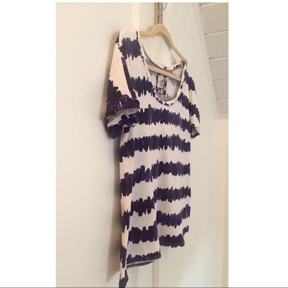 π«SOLD πHPπ ANTHROPOLOGIE Wavy Striped Top M - Picture 2 of 8