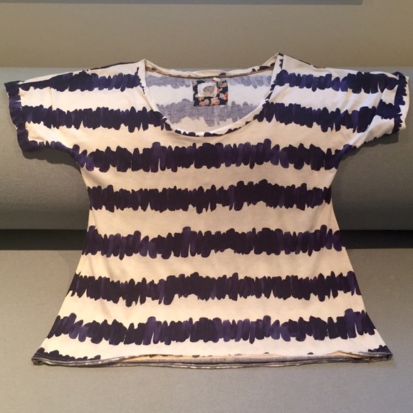 π«SOLD πHPπ ANTHROPOLOGIE Wavy Striped Top M - Picture 7 of 8