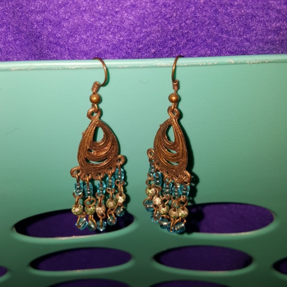 Turquoise colored dangle earrings