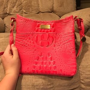 Hot pink embossed crocodile Brahmin