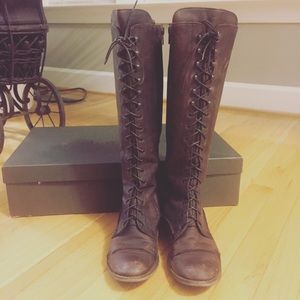 Real leather lace up boots