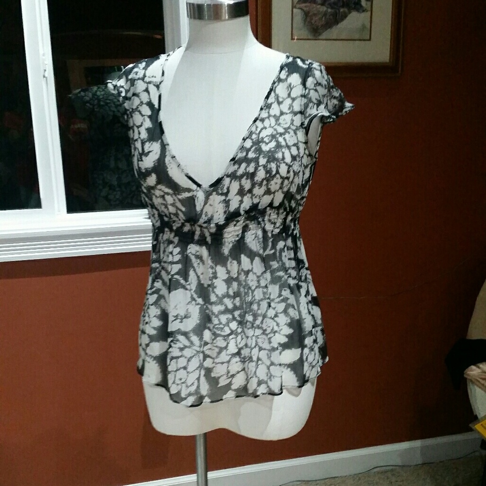 White House Black Market sheer silk top