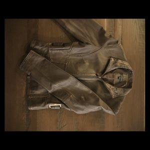 Brown Leather Jacket - Size Small
