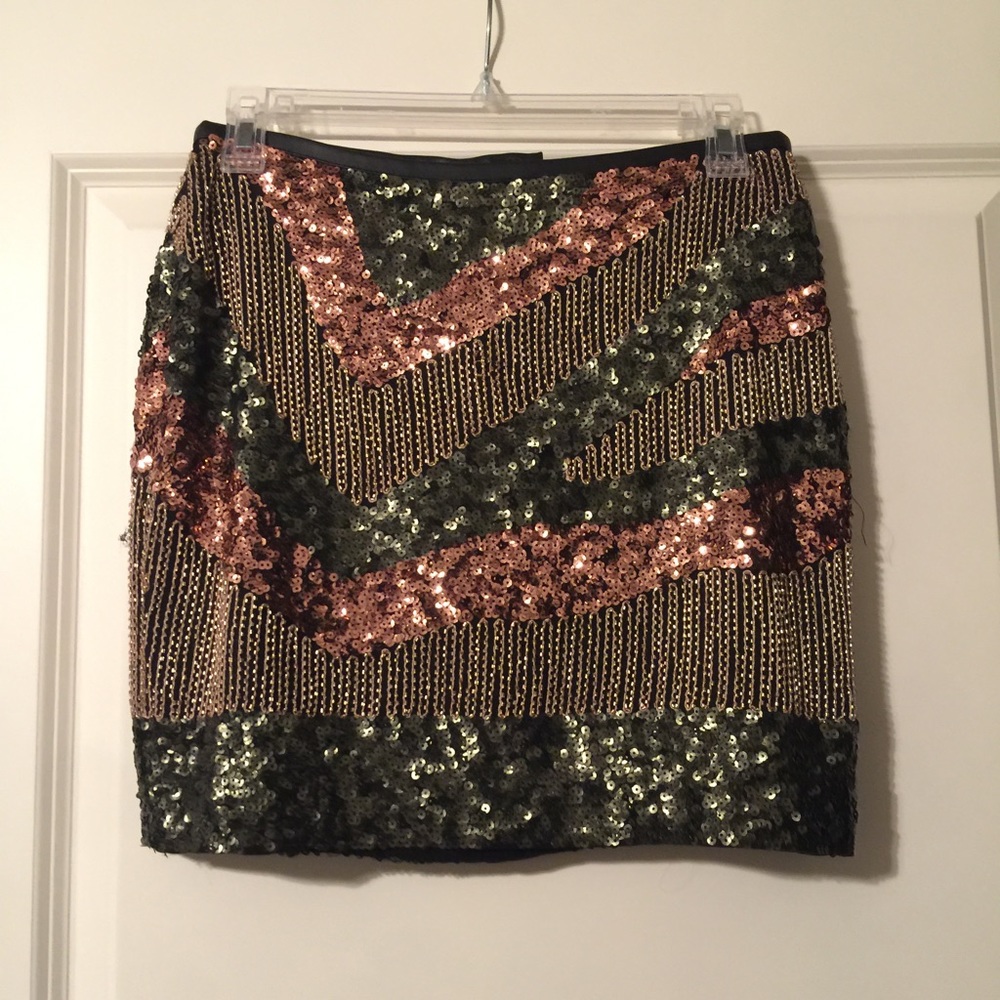 Green + Gold Sequin Mini Skirt