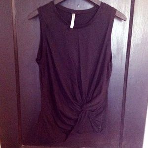 Fabletics ruched twist knot black tank top