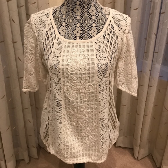 Anthropologie Ivory Lace blouse NWT L - Picture 2 of 9