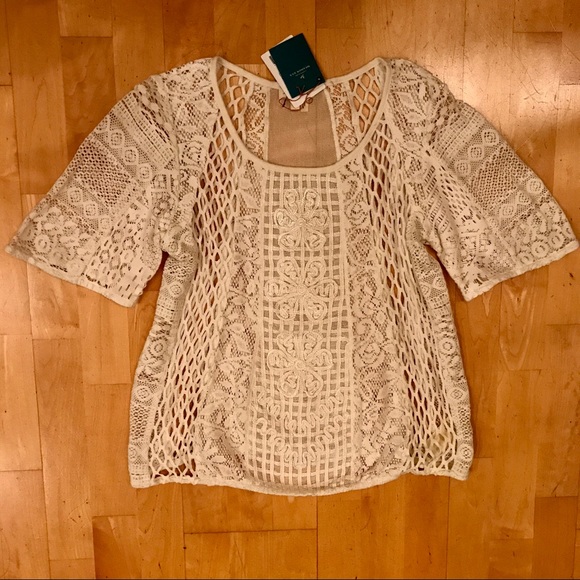 Anthropologie Ivory Lace blouse NWT L - Picture 8 of 9