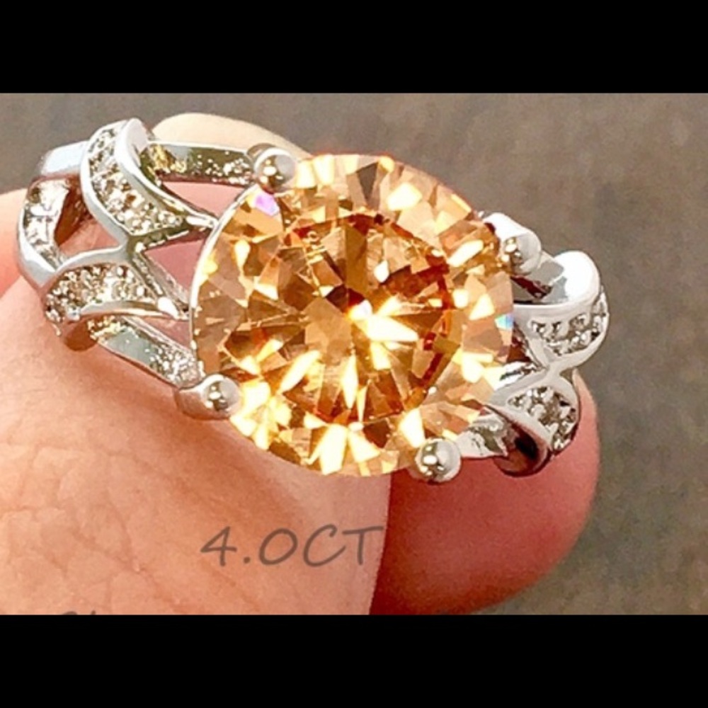 Sterling silver .925 citrine ring Sz 8