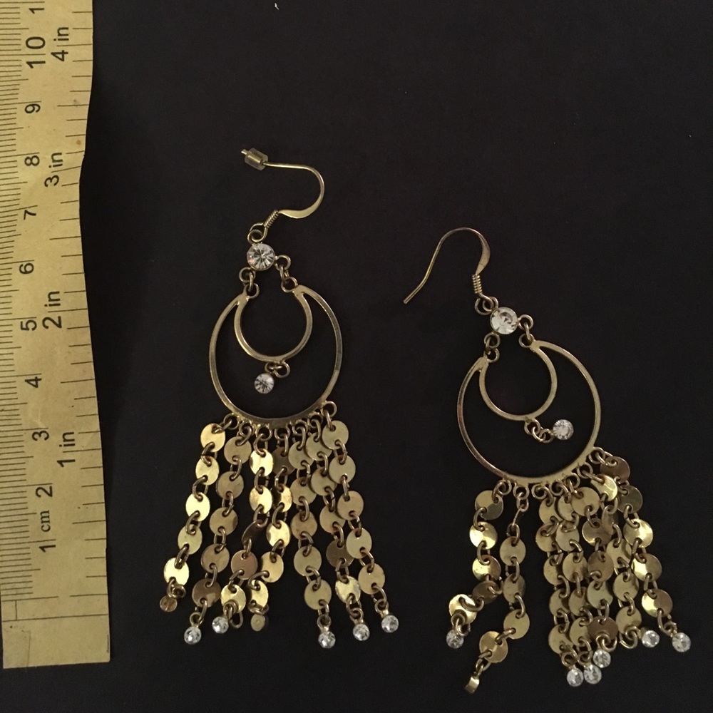 Gold and diamond gem hanging earrings