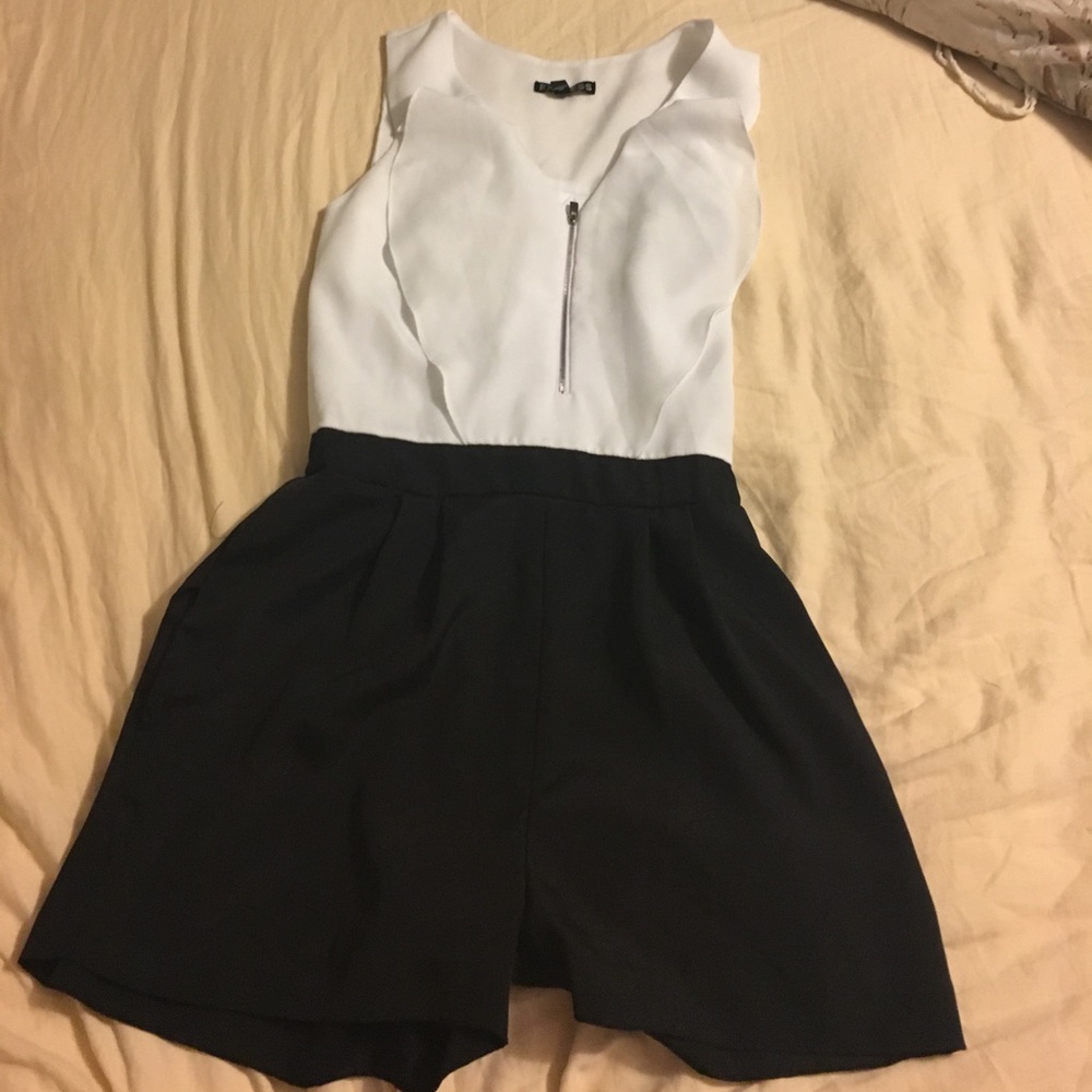 White and black romper