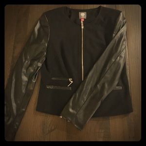 Vince Camuto - Black Jacket w/ Faux Leather Sleeve