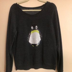 Sequin penguin gray sweatshirt