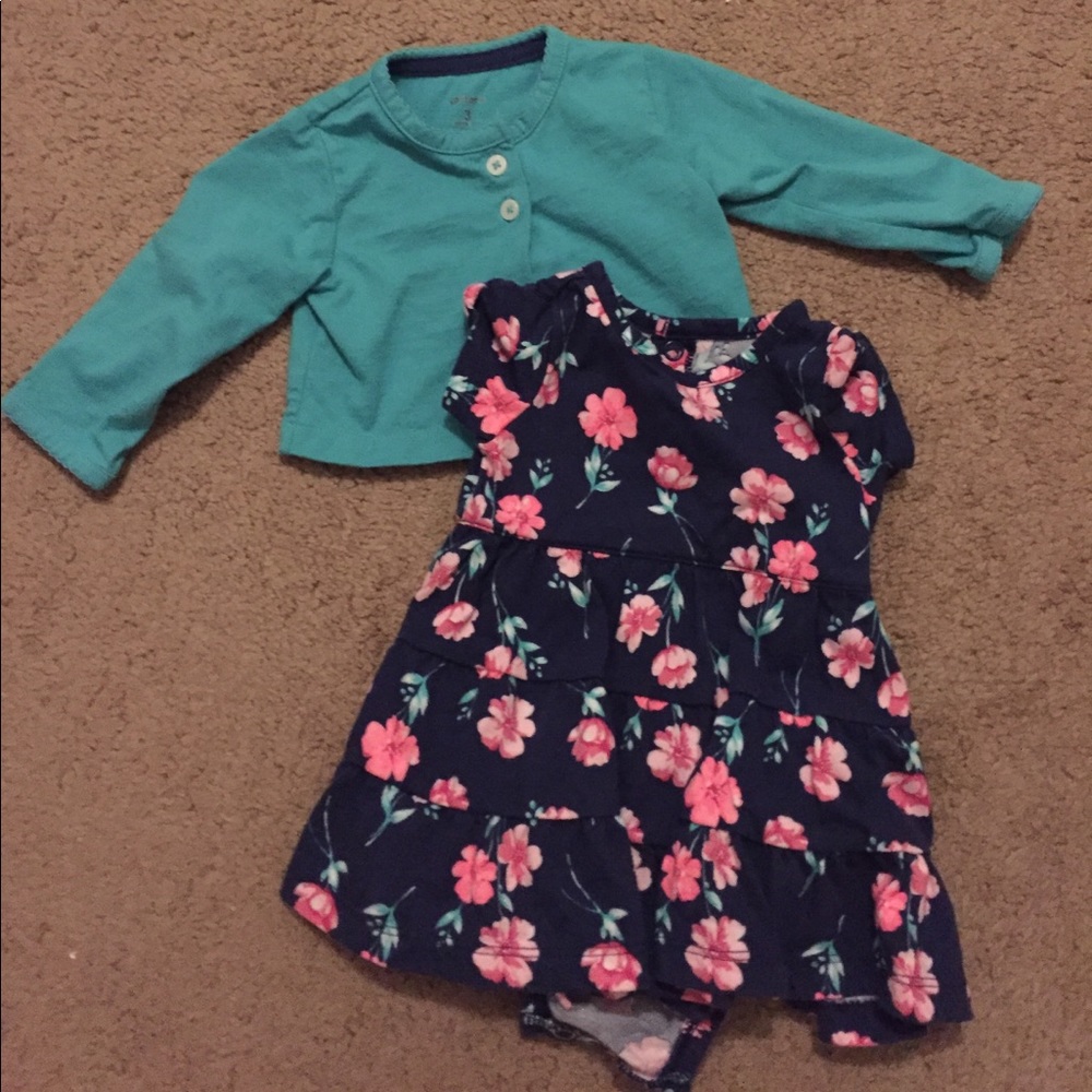Carter's baby girl dress and sweater set, size 3M