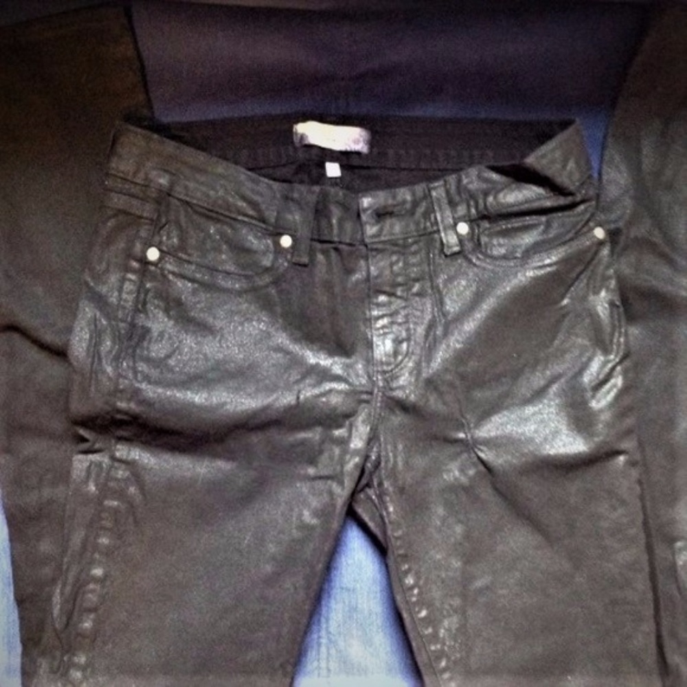 Paige jeans black coated denim