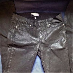 Paige jeans black coated denim