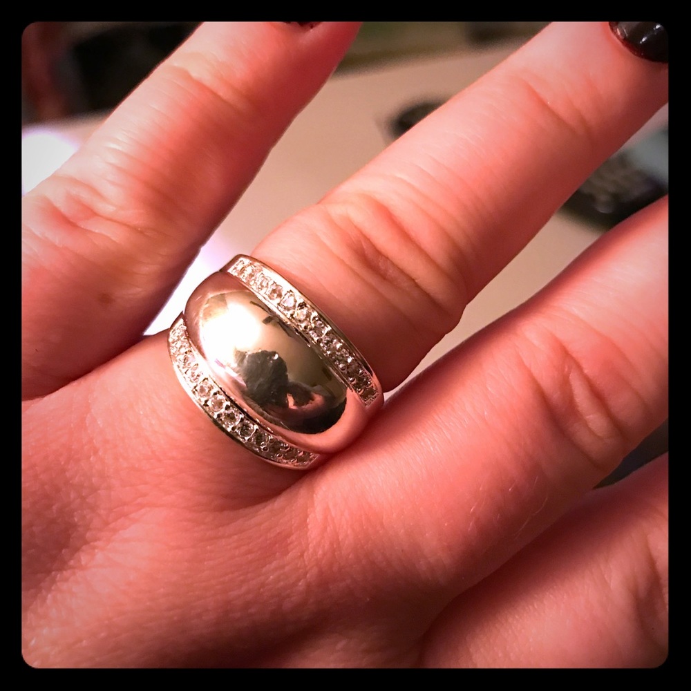 Vintage Sterling silver crystal ring