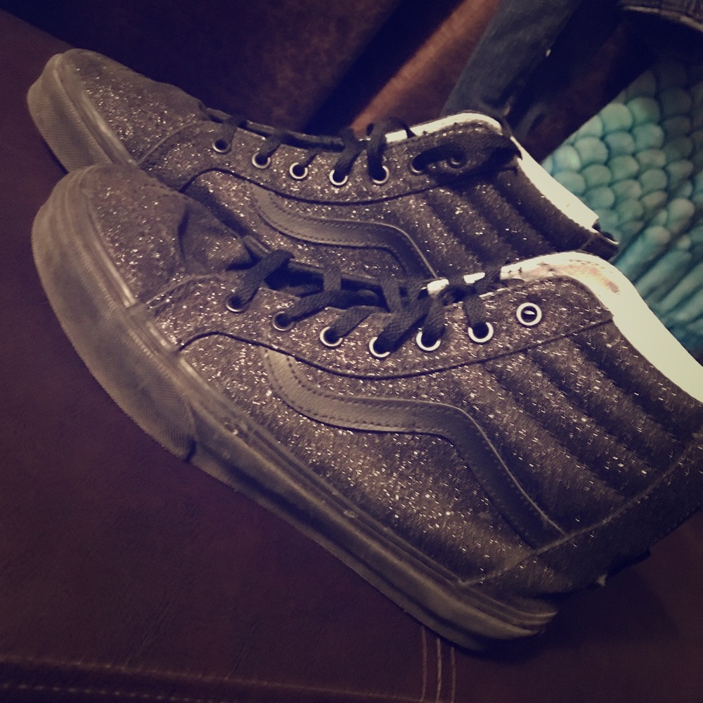 Black sparkly van high tops