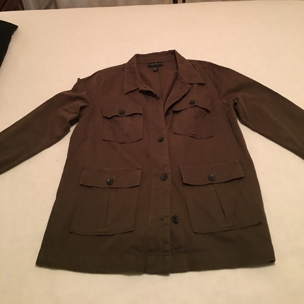 Forever21 plus 1X utility jacket. Army green