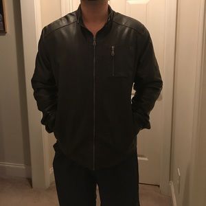 Dark brown leather coat
