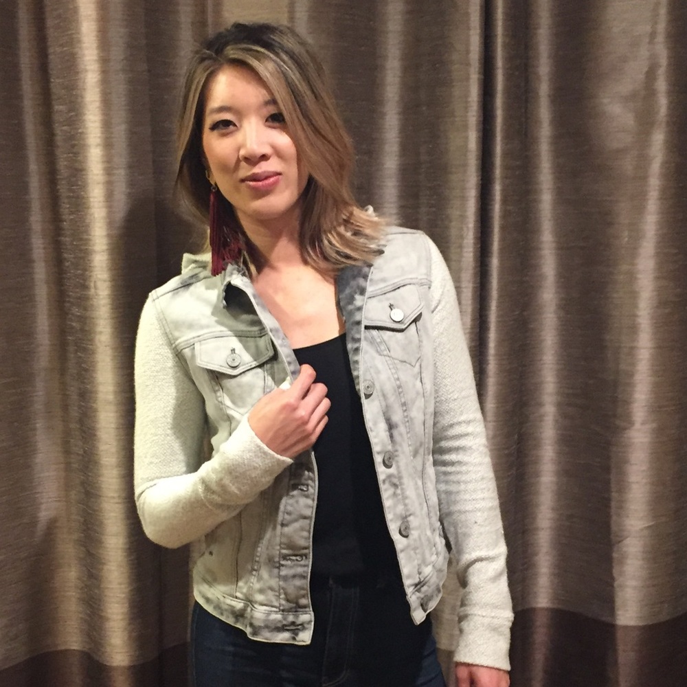 Grey Hooded Jean Jacket