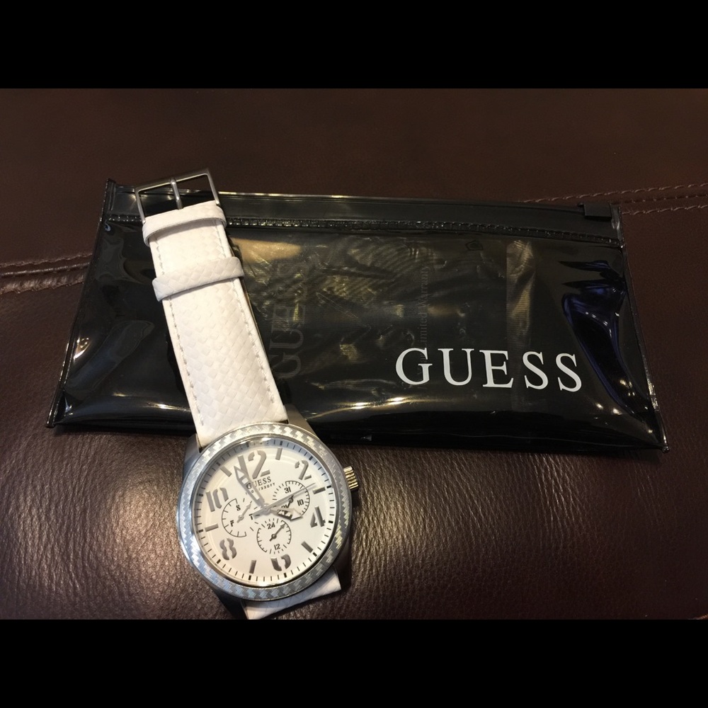 White Guess Leather Watch