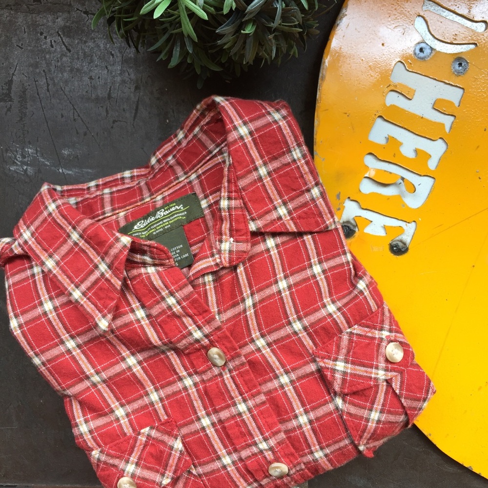 Eddie Bauer Red Checkered Long Sleeve Flannel