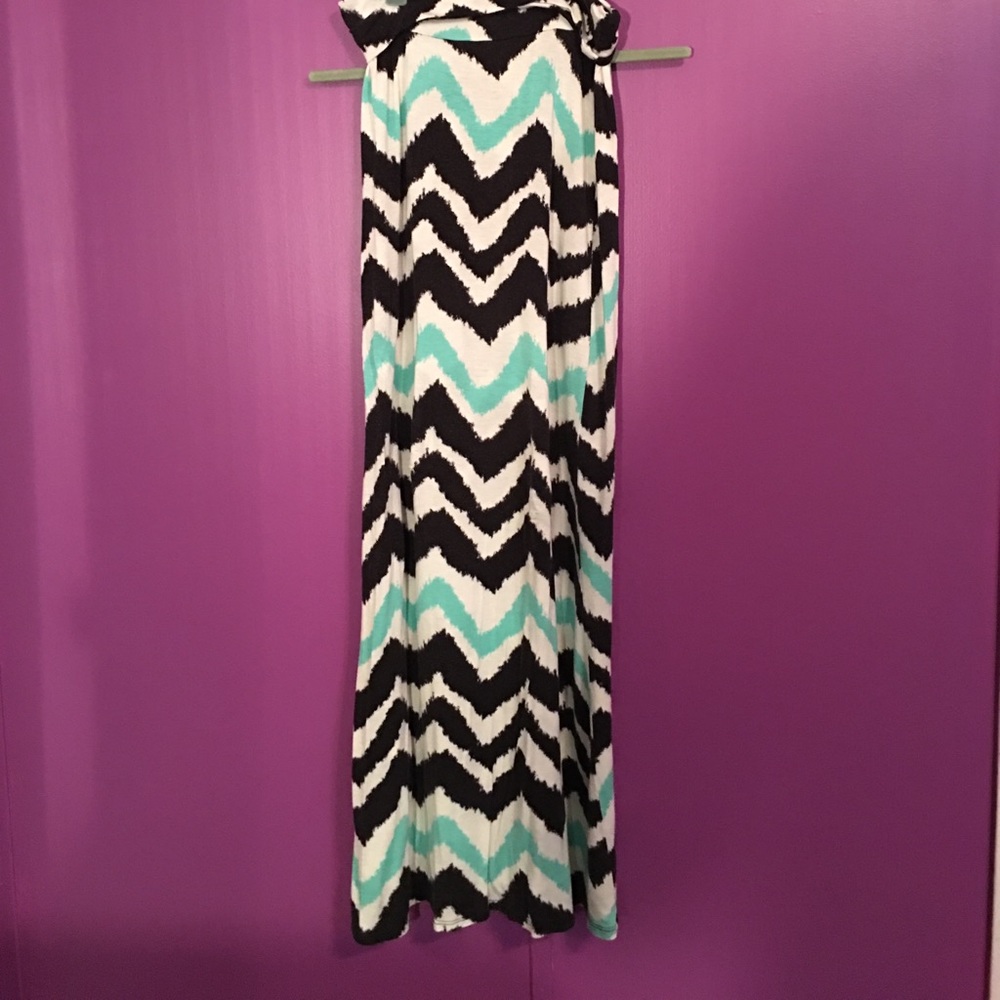 Black, teal, and white maxi skirt