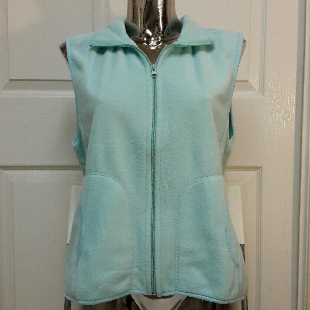 Light Blue Fleece Zip-Up Vest soft!