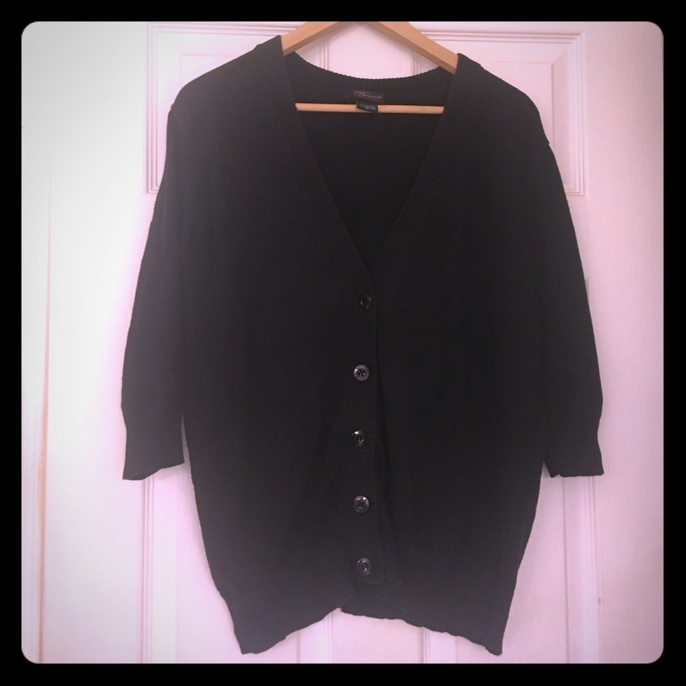 3/4 sleeve black cardigan