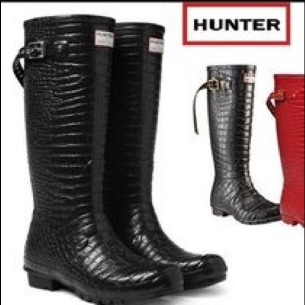 *Brand New* HUNTER  Black Crocodile Boots