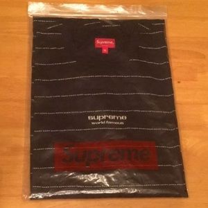 BLACK AND WHITE PIN STRIPE SUPREME SHIRT