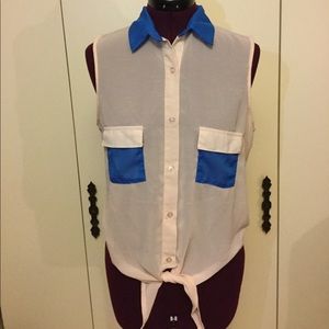 Knot front collared shirt