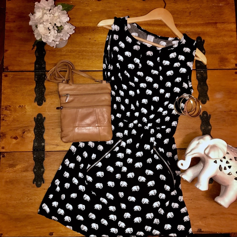 Black & White Elephant Dress - Women's Size Medium